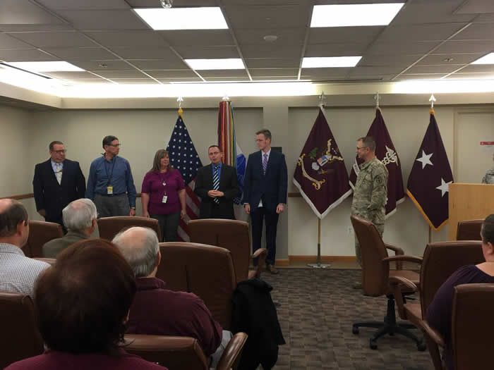 Members of the Cyber Command received Fort Detrick Coins of Excellence for their exemplary service