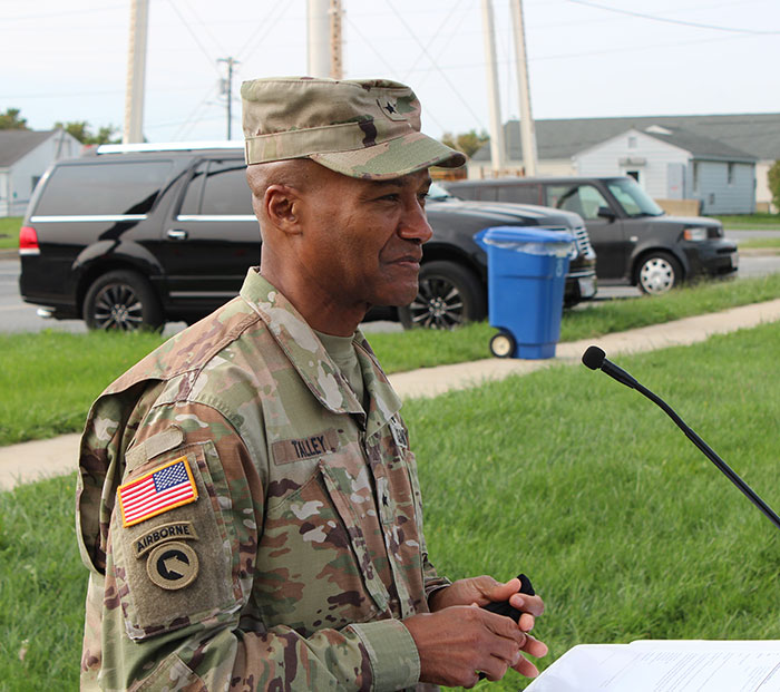Brigadier General Michael Talley delivers remarks