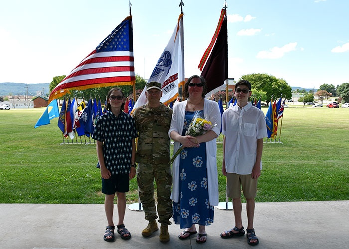 Command Sergeant Major Sprunger poses with his family