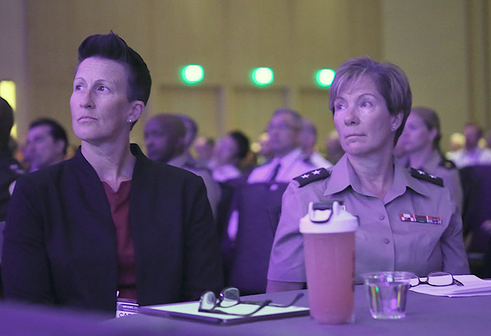 Maj. Gen. Paula Lodi and Dr. Carrie Quinn