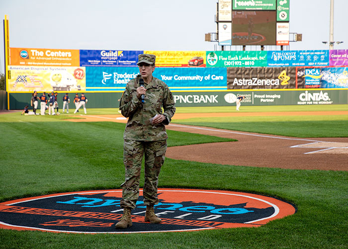 BG Jenkins addresses the crowd