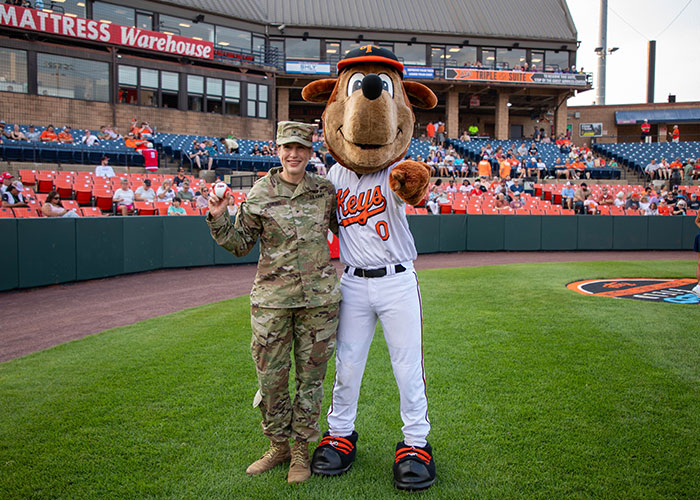 BG Jenkins and the Frederick Keys mascot