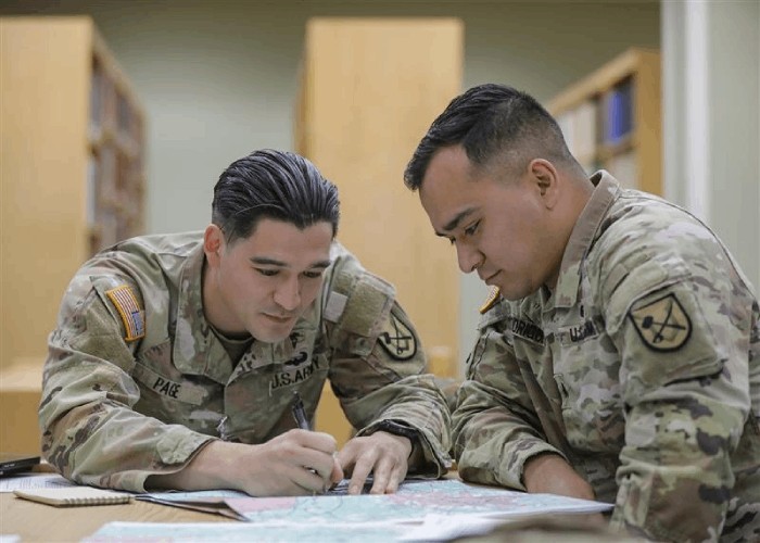 Soldiers viewing maps