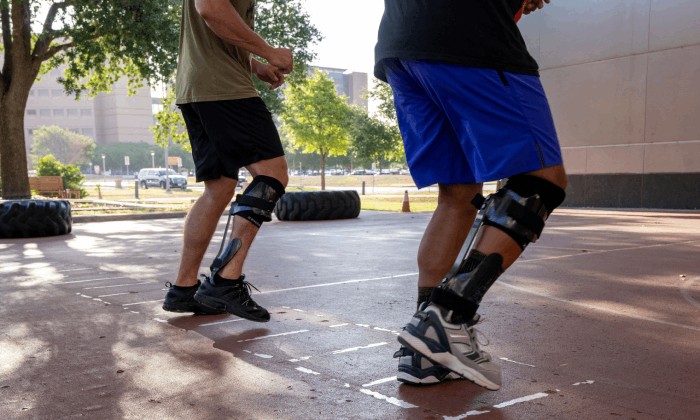 patients work out with ankle and foot medical device