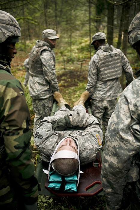 Soldiers practice how to evacuate injured off the battlefield