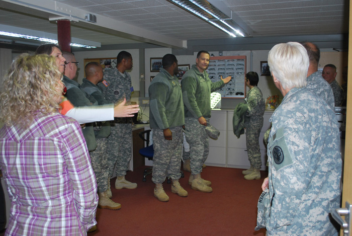 Attendees of the ERMC Commander's Forum receive a tour of the USAMMCE in Pirmasens, Germany, Nov. 8.