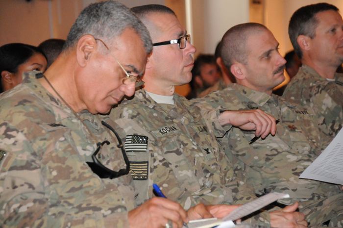 U.S. Navy medical personnel participate in conference at Bagram Air Base, Afghanistan