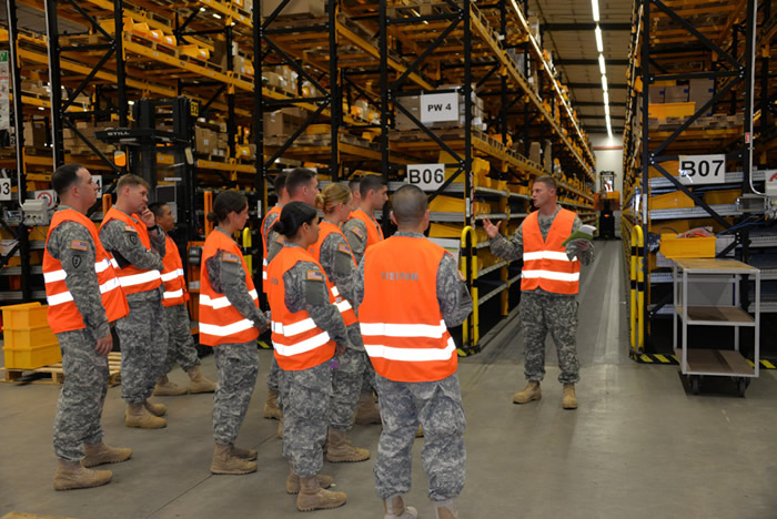 Reserve Officer's Training Corps cadets receive a tour of the  U.S. Army Medical Materiel Center, Europe.