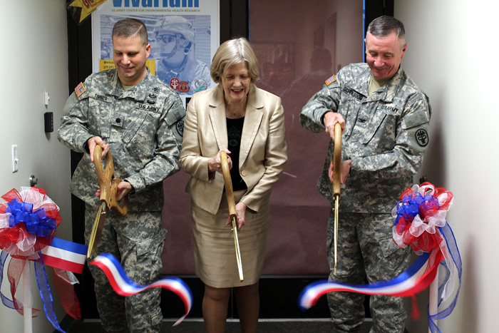 Leadership cut the ribbon Jan. 29 unveiling a new vivarium at the U.S. Army Center for Environmental Health Research