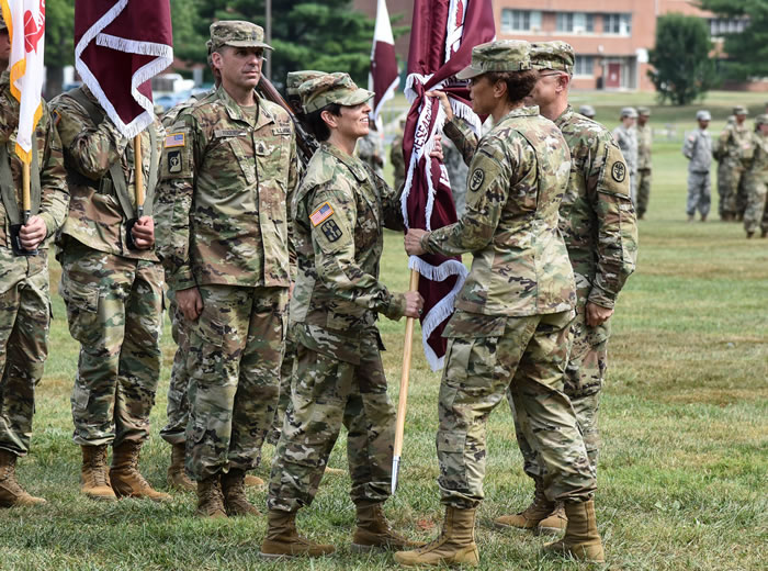 Maj. Gen. Barbara R. Holcomb assumed command of the U.S. Army Medical Research and Materiel Command and Fort Detrick
