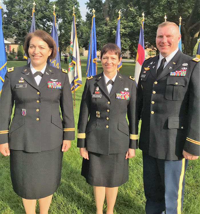 Maj. Gen. Barbara Holcomb, Col. Gina Adam and Col. Jason Sepanic